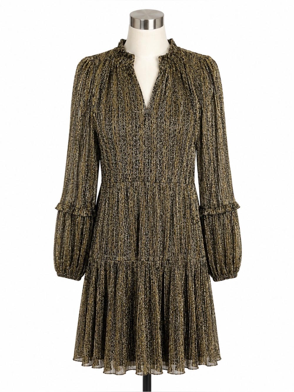NEW MSK Gold & Black Metallic Shimmer Dress Size L